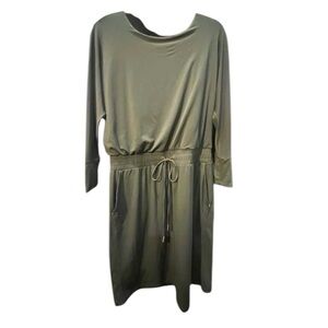 Marc NY Andrew Marc military green long sleeve waist tie dress size 10